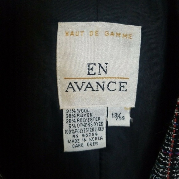 En Avance 2 Piece Multicolor Plaid Wool Skirt Suit - Picture 2 of 3